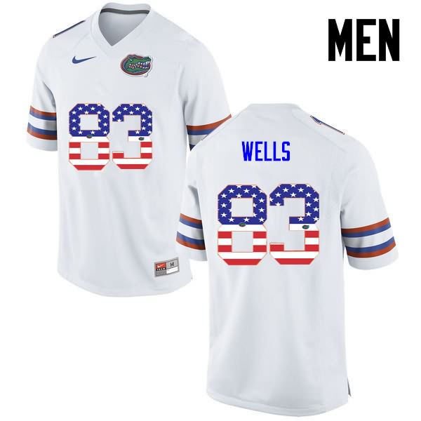 NCAA Florida Gators Rick Wells Men's #83 USA Flag Fashion Nike White Stitched Authentic College Football Jersey VGB4564VY